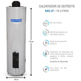 BOILER DEPOSITO GAS LP 80L 3.5 SERVICIOS ENCENDIDO ELECTRICO KALOTRON