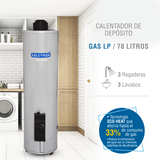 BOILER DEPOSITO GAS LP 80L 3.5 SERVICIOS ENCENDIDO ELECTRICO KALOTRON