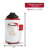 BOILER DE PASO GAS LP 4.5L 1.5 SERVICIOS ENCENDIDO ONE TOUCH GUARDIAN