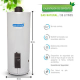 BOILER DEPOSITO GAS NATURAL 40L 1.5 SERVICIOS ENCENDIDO ELECTRICO KALOTRON