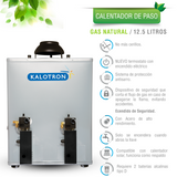 BOILER DE PASO GAS NATURAL 12.5L 4.5 SERVICIOS ENCENDIDO ELECTRICO KALOTRON