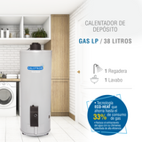 BOILER DEPOSITO GAS LP 40L 1.5 SERVICIOS ENCENDIDO ELECTRICO KALOTRON