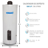 BOILER DEPOSITO GAS LP 40L 1.5 SERVICIOS ENCENDIDO ELECTRICO KALOTRON