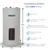 CALENTADOR ELECTRICO 40L PARA 1 REGADERA 127V 2280W KALOTRON