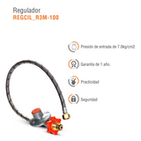 REGULADOR GAS LP BAJA PRESION R3 C/MANGUERA 1 M CONEX GIRATORIA INGUSA